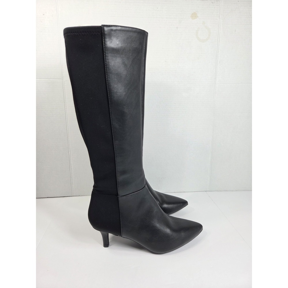 Aerosoles EPIC2 Knee High Boot Black Faux Leather Women Sz 10 Short Heel